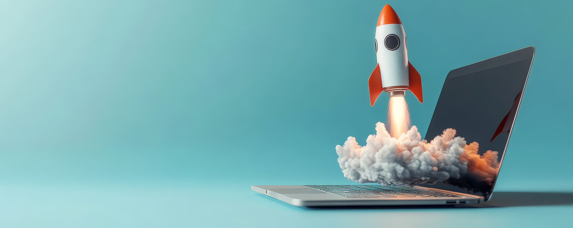 34-view-laptop-with-rocket-coming-out-screen