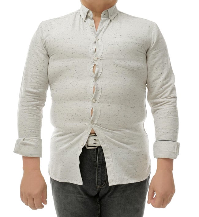 An ill-fitting shirt illustrating how business growth doesn't always benefit from traditional outsourcing.