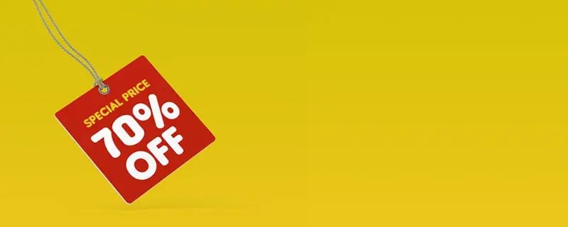 70 percent off sign