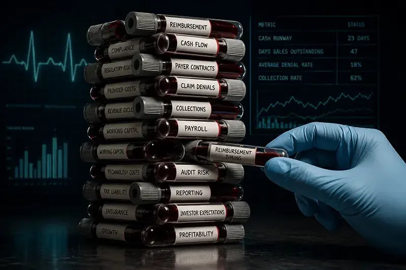 a jenga tower made from blood vials
