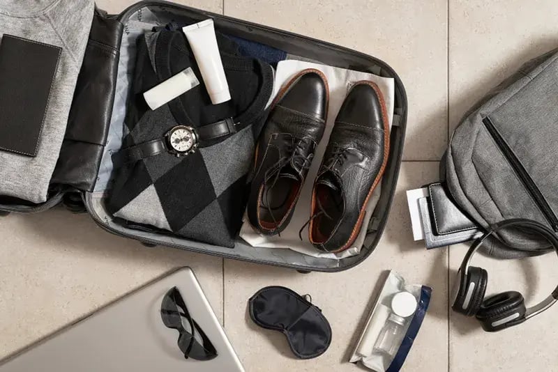 bag neatly packed for a business trip