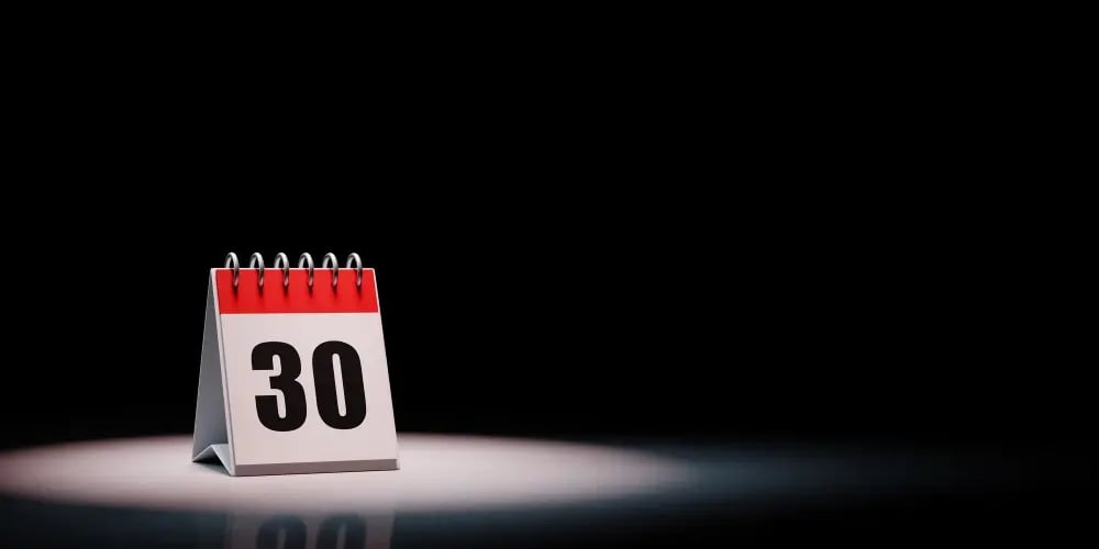 calendar showing 30
