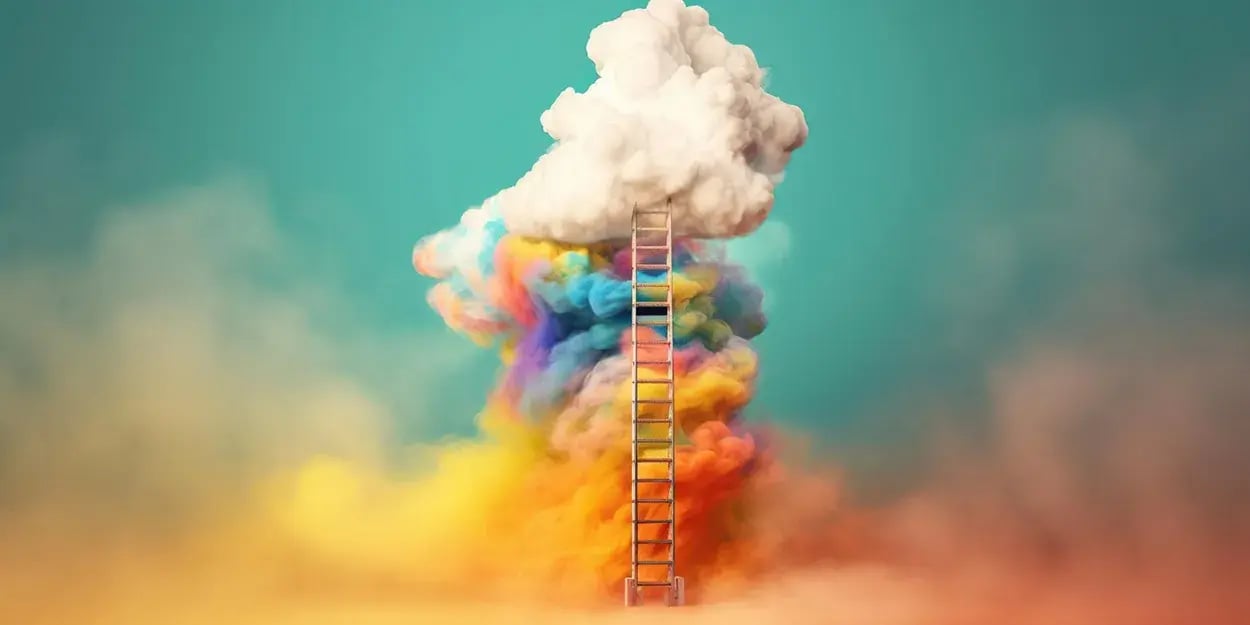 colored clouds with ladder 3