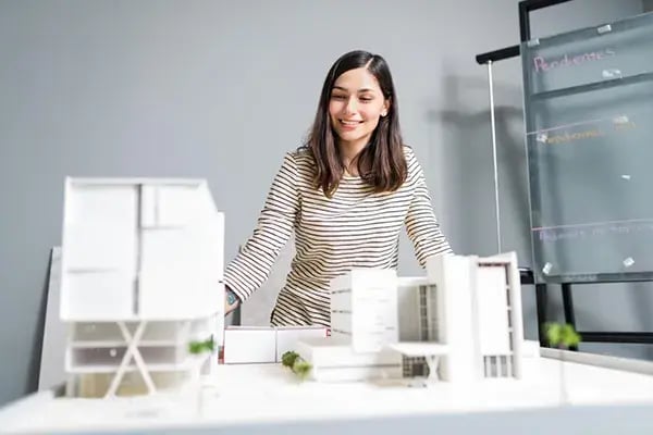 engineer looking at model