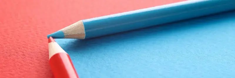 red and blue colored pencils
