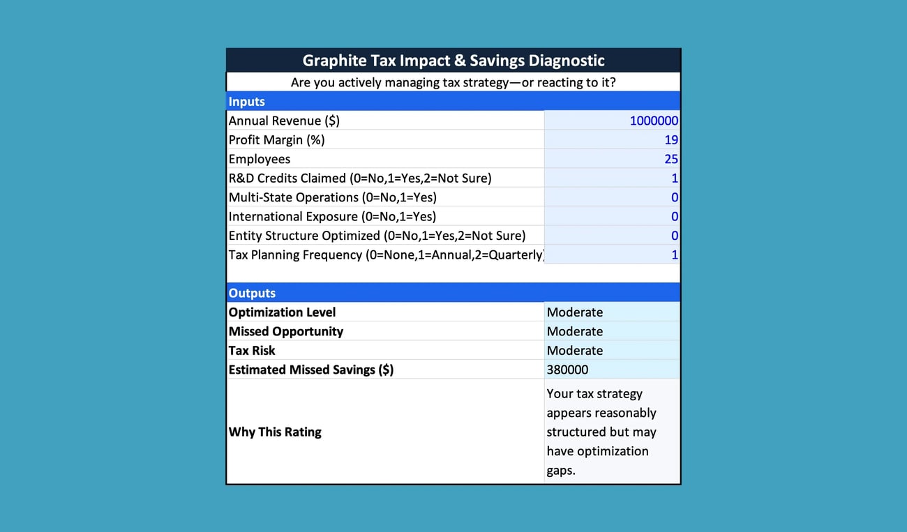 tax risk tool screenshot