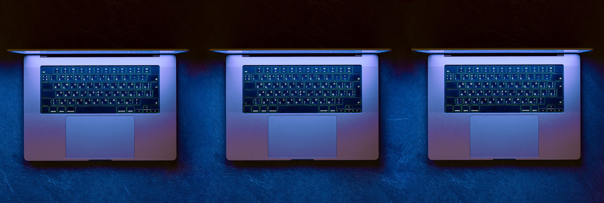 working-laptop-night-open-laptops-row-laptops-top-view